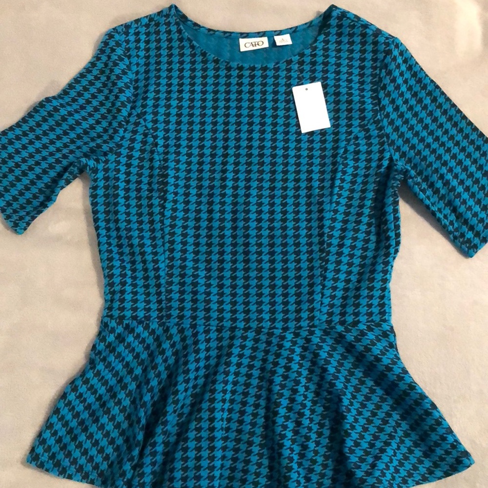 Teal houndstooth top